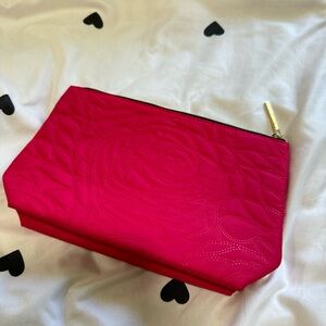 💜 Lancome Quilted Pink Makeup Cosmetic Bag Floral Design New 2024